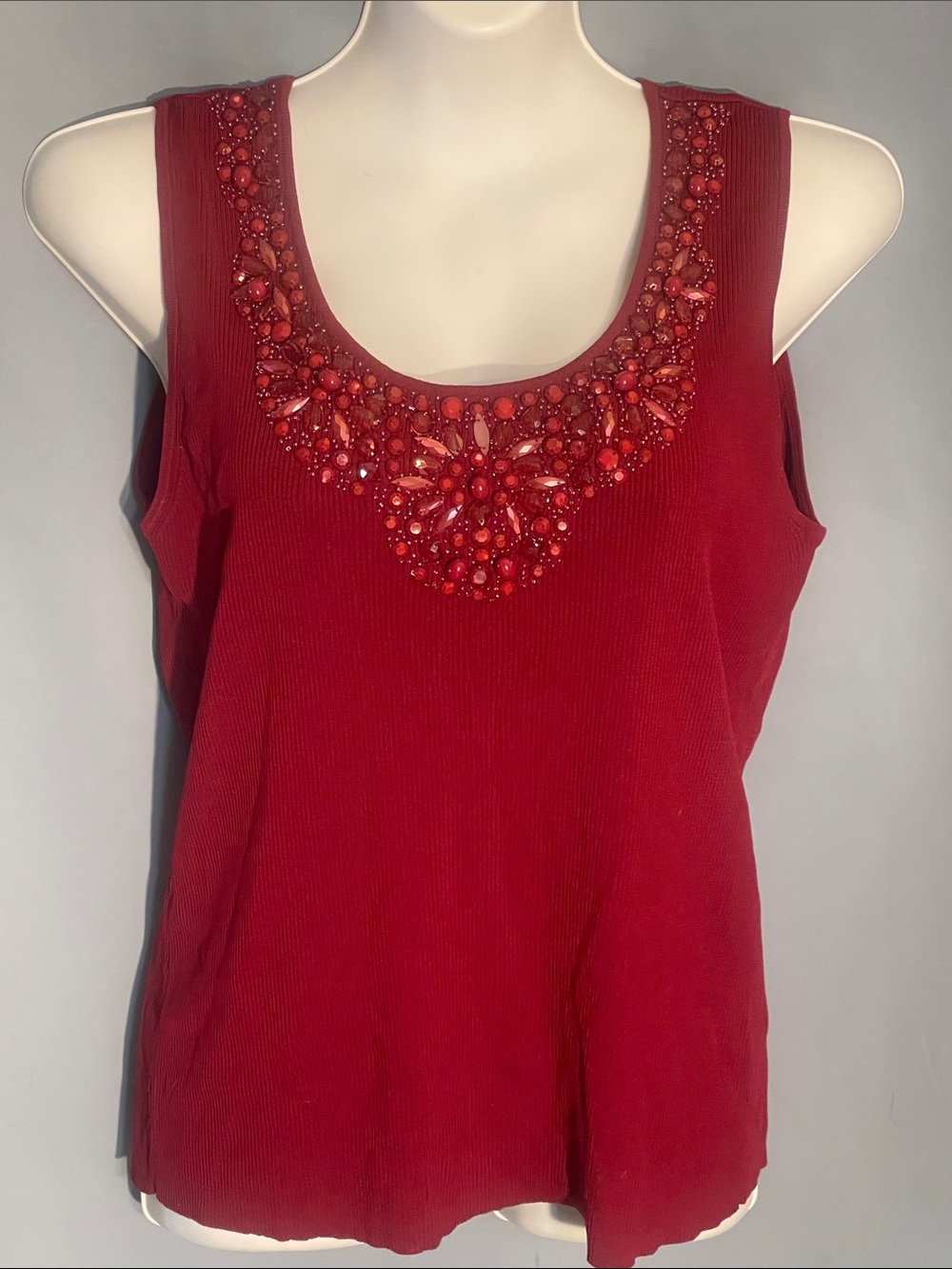 Ruby Rd. Beaded Red Sleeveless Tank